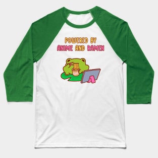 Powered by anime and ramen, a cute frog eating ramen noodles and watching his ipad Baseball T-Shirt